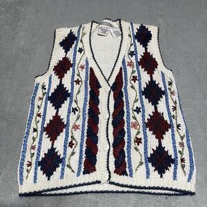 Vintage Huntington Ridge Sweater Vest Womens Medium Knit by Hand‎ Cottagecore